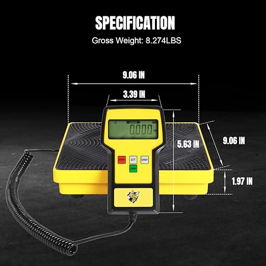 Refrigerant Scale 110 LBS HVAC Freon Scale High Precision Electronic Refrigerant Charging Weight Scale with Portable Case for Recovery Tanks