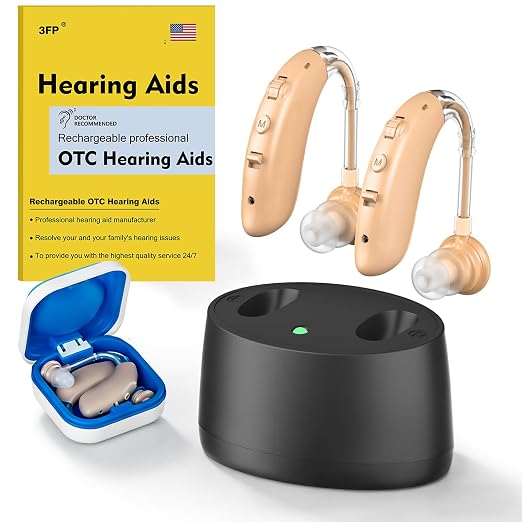 Hearing Aids for Seniors, Hearing Aids Rechargeable with Noise Cancelling and Volume Control, Hearing Amplifier for Adults Hearing Loss, Portable Behind-the-Ear Hearing Aid Headphones