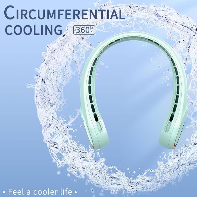 FrSara Neck Fan,Personal Fans for Your Neck, Adjustable, 360° Cooling | Super Quiet, No Blade Fan Design, No Hair Twisting, Even Air Volume On Both Sides, Non-Slip, Short Charging, Long Use Time