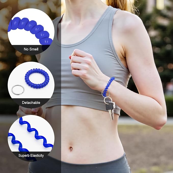 Spiral Coil Keychain, Anti-lost Key Chain Holder Lanyard Cord for Sauna Outdoor Sports and Gym Pool