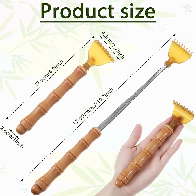 Thinp Extendable Bamboo Back Scratcher, Portable Telescoping Back Scratcher Wooden Long Handle Retractable Backscratcher for Adults Men Women