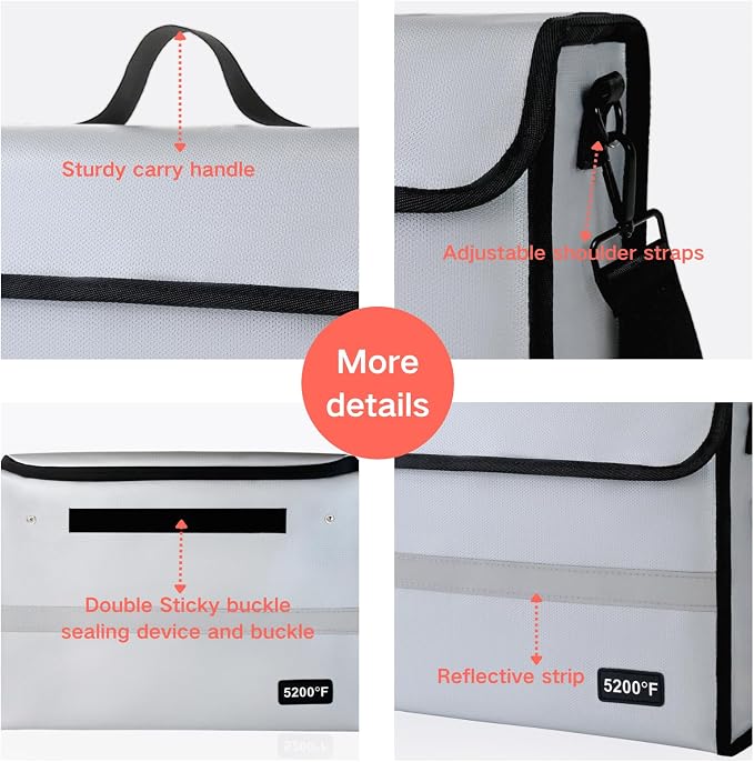 Fireproof Document Organizer - Waterproof & Fireproof Document Box for Home, Office & Travel (White-01)