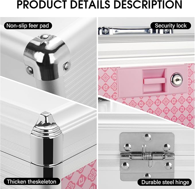 Medicine Lock Box,Storage Lock Box Lockable Dorm Storage Trunk with Key Lock【Small-Pink 10x6.7x6.7 Inch 】 for Personal Items