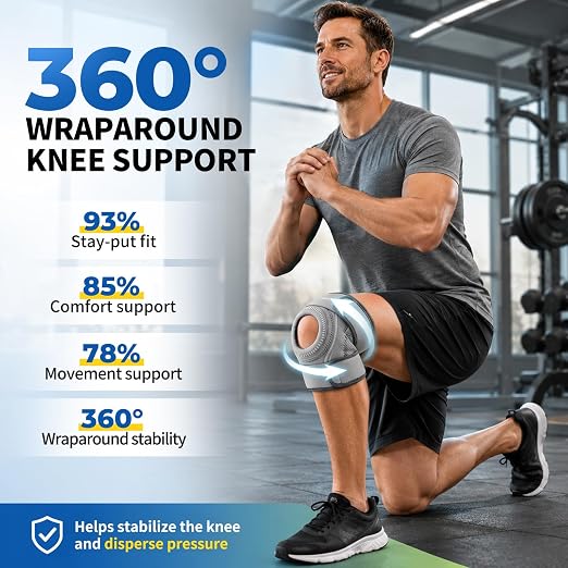 CAMBIVO ELITE Knee Brace with Side Stabilizers & Open Patella Gel Pad — Adjustable Support for Meniscus, Arthritis, ACL, MCL Recovery, Knee Support for Men and Women - Please Check Size Chart