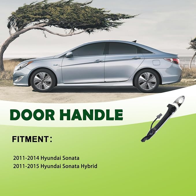Exterior Door Handle Front Left Driver Side with Keyhole Smart Entry Keyless Compatible with 2011-2015 Hyundai Sonata Hybrid Replaces 82651-3S210 82652-3S010