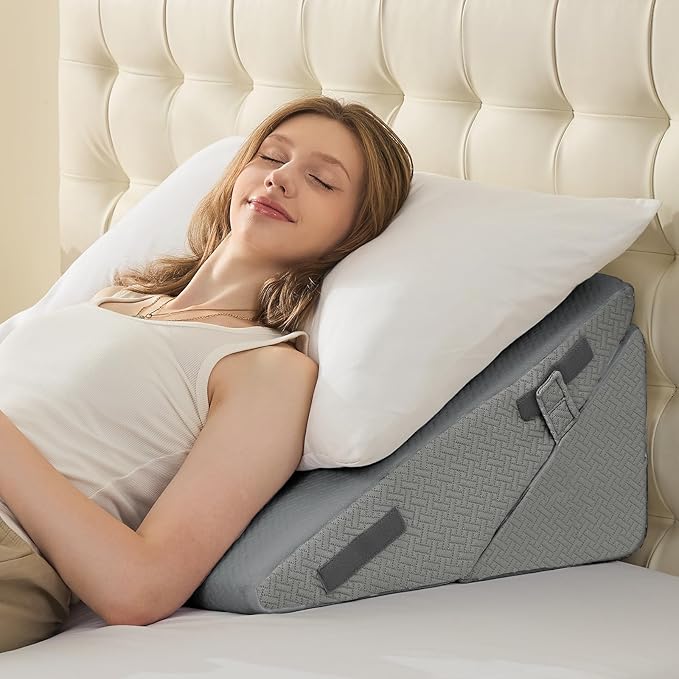 Sasttie Wedge Pillow for After Surgery, Adjustable Bed Wedge Pillow Headboard for Acid Reflux, Sleeping, Neck & Back Support, with Removable Cover, Dark Grey