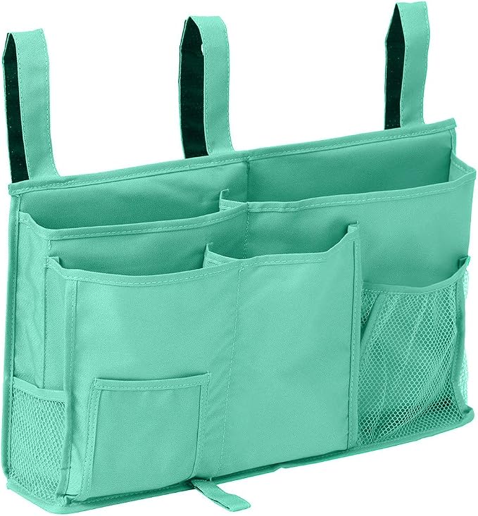 Bunk Bed Organizer - Bedside Storage Caddy with Pocket, Hanging Organizer for Camp, Dorm, Room, Hospital Bed Rail and More (Light Blue)