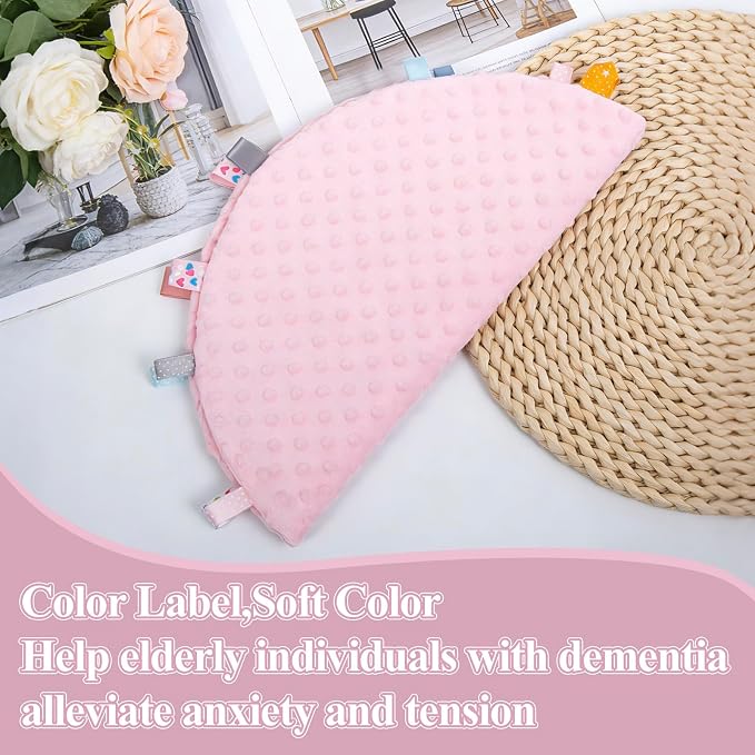 Fidget Blanket for Adults with Dementia, Sensory Mat for Alzheimers Patients, Dementia Activites for Senior (Pink, Round - Diameter 50cm / 19.69 inch)