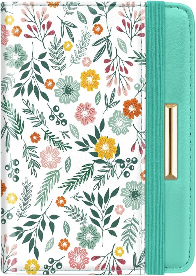 Coco Rossi Passport Holder for Travel Women Slim RFID Passport Cover Wallet | Travel Essentials, Passport Book Holders, Passport Wallet Cover Case, PU Leather, Cute, Thin, Spliced Design, Green Daisy