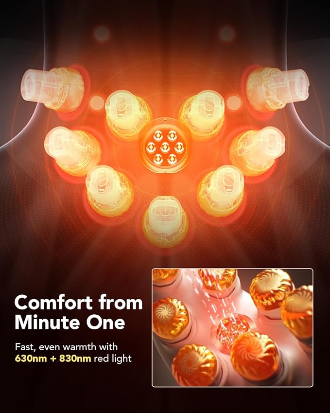 SKG Foldable Neck Massager for Pain Relief Deep Tissue Vibration Cordless Travel Massager,Portable 3D Neck Massager for Office Home Car Travel Gold Titanium Neck Massager 3.0 Valentine Gifts