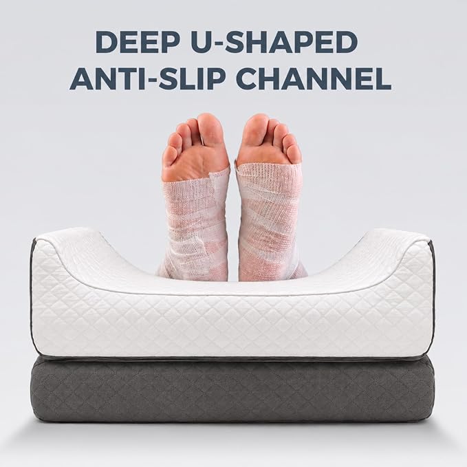 Cooling Leg Elevation Pillow, 3-Height Adjustable Leg Rest Support | Cooling fabric wedge pillow for both legs, knees & ankles, with memory foam comfort for post-surgery rest and swelling relief