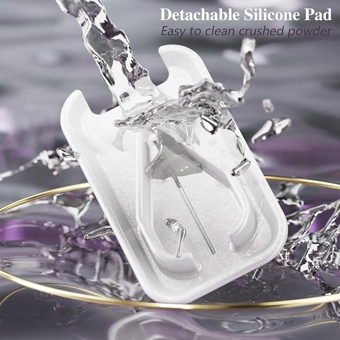 Pill Cutter Splitter for Small or Tiny Pills. 2-in-1 Travel Pill Box & Pill Splitter - Large Capacity 4 Compartments Pill Organizer - Detachable Nonslip V-Shaped Pad. Wrap-Around Blade Guard (Purple)