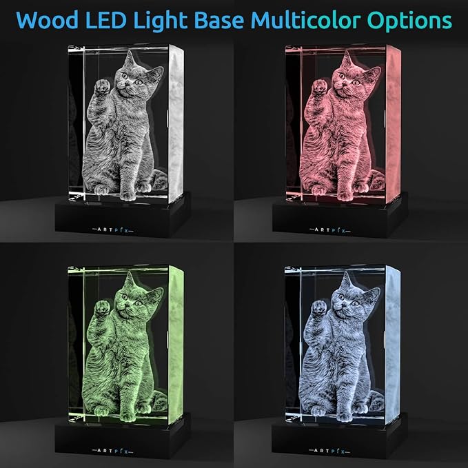 ArtPix 3D Crystal Photo, Personalized Gifts for Women, Wife, Mom, Her, Him, Men, Great Customized Gift With Your Own Photo - Anniversary, Wedding, Birthday - Custom Glass 3D Laser Etched Picture Frame