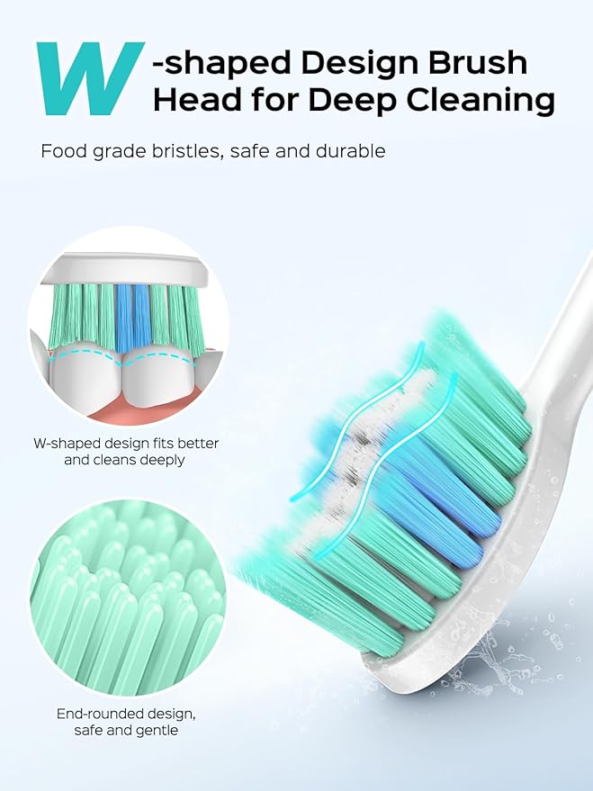 COSLUS Sonic Electric Toothbrush for Kids & Adults: 47000 VPM for Deep Cleaning & Whitening with Travel Case - 5 Modes for Sensitive Teeth & Braces, Wireless Charging, 6 Brush Heads, White (1PC)