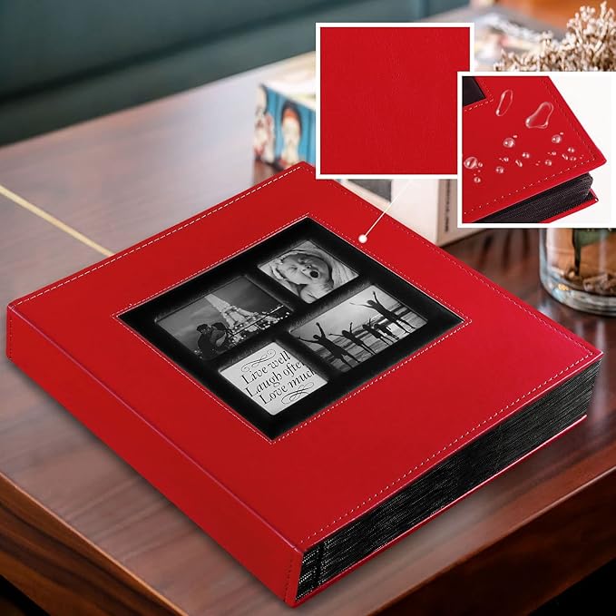 Ywlake Photo Album 4x6 1000 Pockets Photos, Extra Large Capacity Family Wedding Picture Albums Holds 1000 Horizontal and Vertical Photos Red
