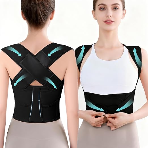 Back Brace Posture Corrector for Women and Men Full Support for Posture Correction & Scoliosis Hunchback Corrector de Postura para Hombre y Mujer Upper Thoracic Back Straightener Black, X-Large