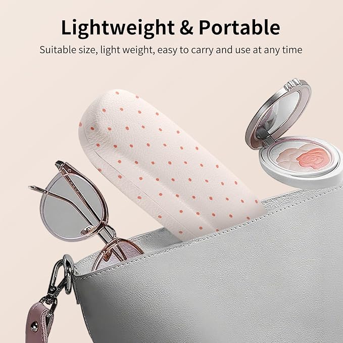 Glasses Case Hard Shell, Cute Sunglasses Case for Women Leather Protective Case for Eyeglass with Cleaning Cloth