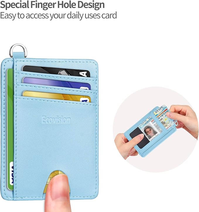 Slim Minimalist Front Pocket Wallet, RFID Blocking Credit Card Holder Wallet with Detachable D-Shackle for Men Women