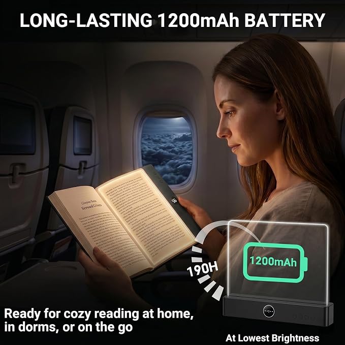 30 LED Book Light for Reading at Night in Bed, Rechargeable Book Page Light, 3 Color Temperatures, Stepless Dimming, 1-99 Min Timer, 2-in-1 Reading Light Light & Night Light, Gift for Readers Black