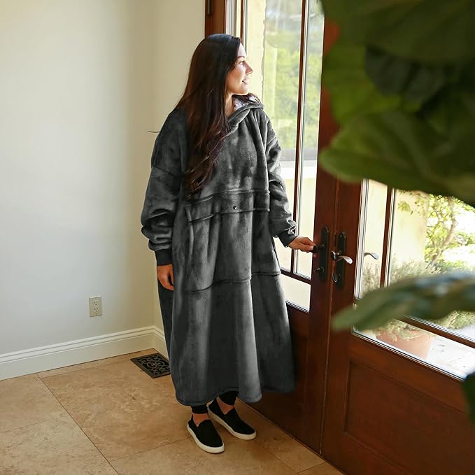 Catalonia Oversized Blanket Hoodie Sweatshirt, Wearable Sherpa Lounging Pullover for Adults Women Men