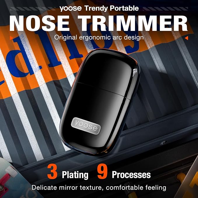 yoose Nose Hair Trimmer, Alloy Nose Trimmer for Men and Women, Black | IPX7 Waterproof, USB-C Rechargeable, Travle Size Nose Trimmers, Dual-Edge Blade, Painless Trimming, Long-Lasing, Low Noise