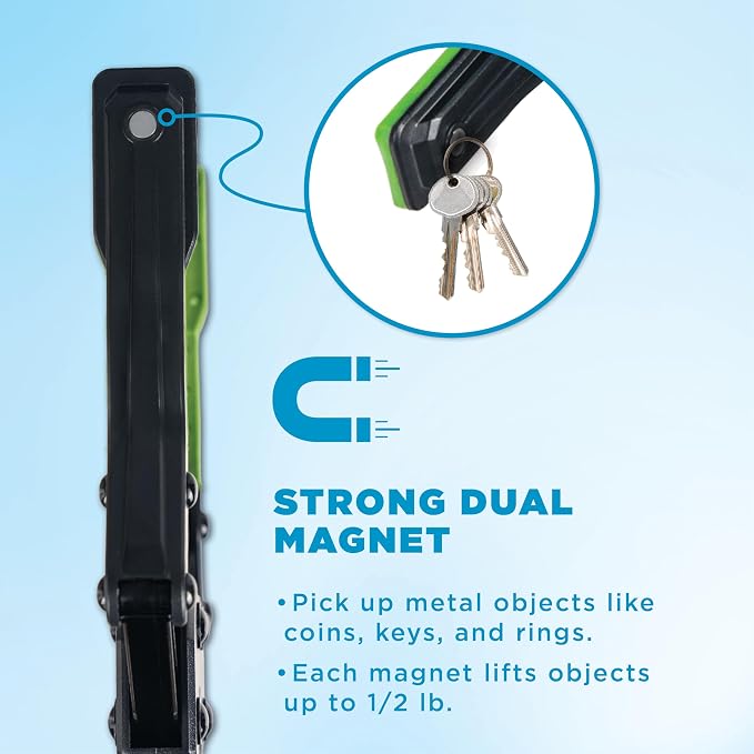 Folding Grabber Reacher Tool, 36-Inch, Green Gripper, Magnetic Tip | Heavy-Duty Trash Picker Upper & Post-Surgery Recovery Aid, Arthritis-Friendly Trigger Grip, 360-Degree Rotating Locking Head