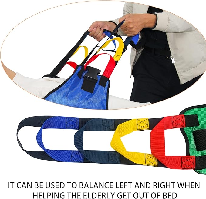 Sling for Seniors, Widened Back Curve Design Transfer Belt for Movement, Transfer Boards for Bedridden Patient, Bed Assist Handle, Back Lift Belt for Patient Care (Green)