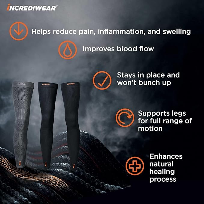 Incrediwear Leg Sleeve 2pk – Full Length Long Leg Sleeve for Leg Pain Relief & Muscle Recovery, Helps Reduce Swelling & Inflammation, Promotes Circulation, Leg Sleeves for Men & Women (Royal, Large)