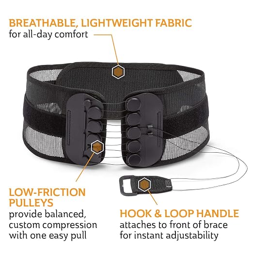 CURAD Performance Series Back Support Designed for Active Seniors 50+, Large Easy to Grip Tabs & Loops for Easier Application, Helps with Moderate to Lower Back Pain