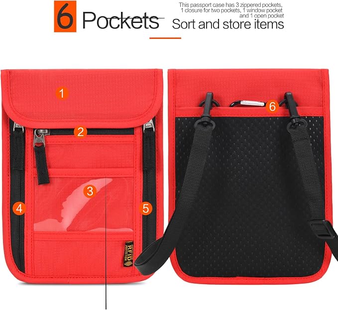 Neck Wallet Lightweight RFID Blocking Waterproof Travel Pouch Passport Wallets for Women Men