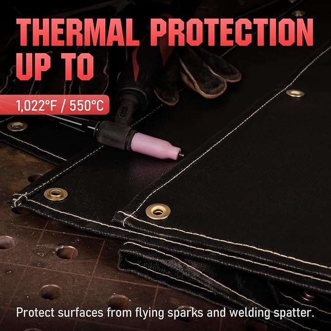 YESWELDER Heavy Duty Silicone Coating Fiberglass Welding Blanket, 6 x 8ft Fireproof Insulation Blanket, 1/3”(8mm) Thickened Weld Cover with Grommets, Thermal Resistant Welding Curtain Mat Grill