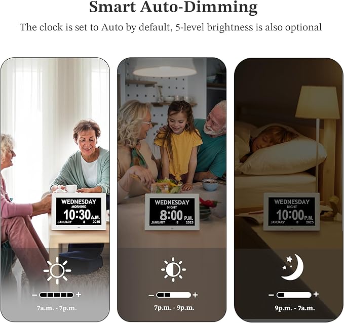 10.1'' Digital Clock, Extra Large Display Digital Clock with Date and Time | 1280*800P HD, Auto DST, Easy Setup 10 Reminders & 6 Alarms, Remote, Wall Desk Mountable, Gifts for Alzheimer Dementia Elderly