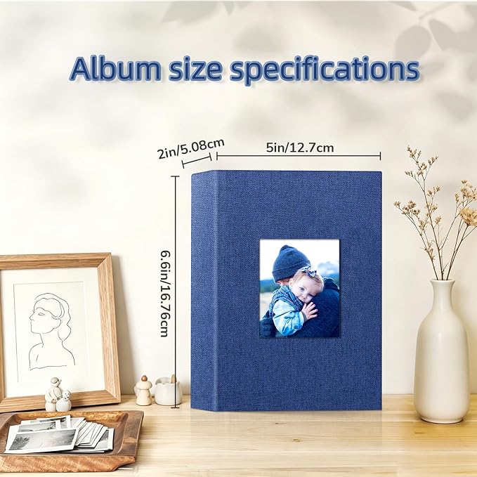 Popotop Photo Album 4x6-100 Photos Photo Books with 100 Vertical Pockets,Linen Cover Albums for Family Wedding Anniversary Baby Vacation Pictures