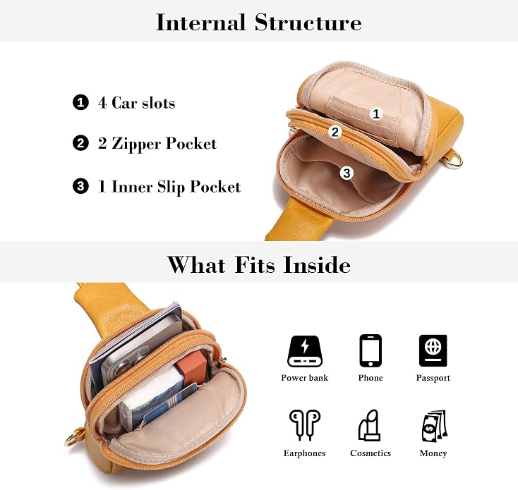 Lightweight Small Crossbody Sling Bag for Women | Mini Travel Purse,Multi-pocket with Card Slots,Durable Vegan Leather,Everyday Carry