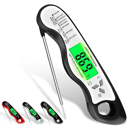 Cooking Thermometer，IP67 Waterproof Meat Thermometer Digital | Backlight，Magnetic attraction，Hold Function，Instant Read，LED screen，for Cooking,Outdoor Grilling