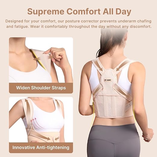 Fit Geno Posture Corrector for Women Lite, Upper Back Brace for Slouching | An Adjustable, Lightweight Design Supports Your Neck, Shoulders, and Upper Back to Help You Sit and Stand Taller
