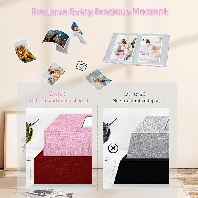 popotop Photo Album 4x6-100 Photos Photo Books with 100 Vertical Pockets,Linen Cover Albums for Family Wedding Anniversary Baby Vacation Pictures