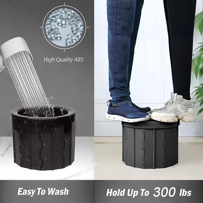 Portable Folding Camping Toilet for Adults,300lbs Load Capacity, Travel Potty for Camping, Hiking, Road Trip, Car, Tent & Truck Drivers (black)