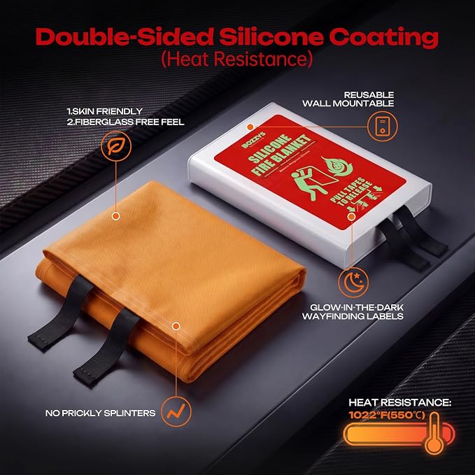Fire Blanket | Not Prickly Prepared Fire Suppression | 60"x60" Fire Blankets Emergency for Home and Kitchen