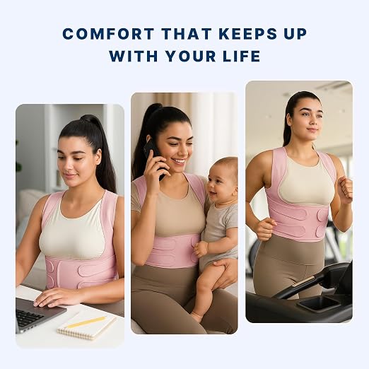 Fit Geno Back Brace Posture Corrector for Women and Men, Shoulder Straightener, Adjustable Full Back Support, Upper and Lower Back Pain Relief - Scoliosis, Hunchback, Thoracic, Spine Corrector (L)