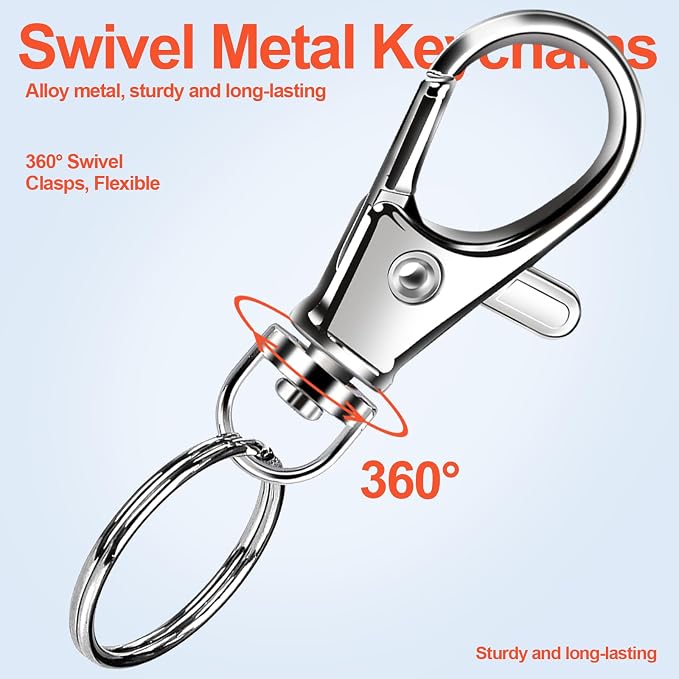 LEOBRO 100PCS Lobster Claw Clasps and Key Rings, Keychain Making Kit - 50PCS Keychain Clips and 50PCS Key Chain Ring, for Key Chains, Crafts, Lanyard, Key, Jewelry Making