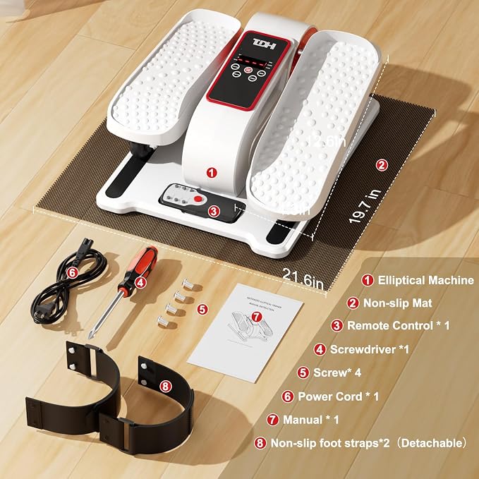 TDH Under Desk Elliptical Machine,Electric Leg Exerciser as Seen on Tv for Senior Adult,Portable Quiet Pedal Exerciser While Sitting with 12 Adjustable Speed Auto&HR Mode for Home Office