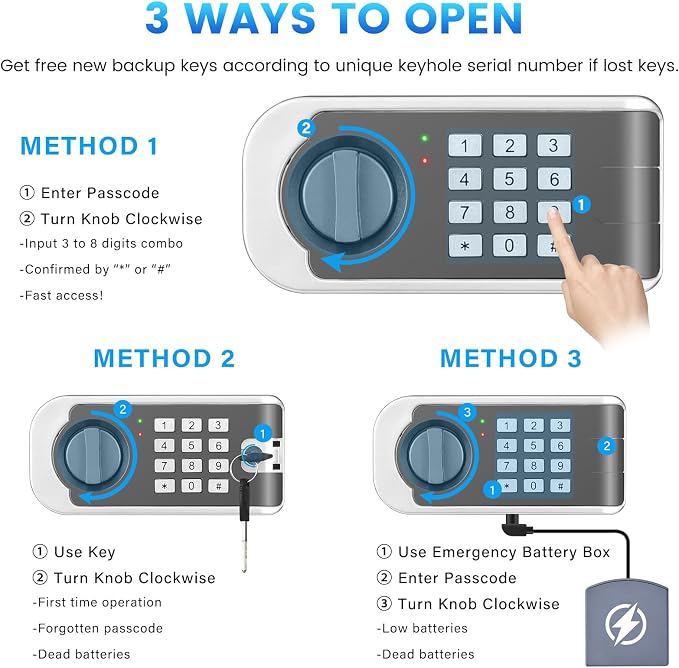[16.54" Tall] Safe Box, 2.8 Cuft Home Safes With Fireproof Bag, Anti-Theft Security Safes for Home with Programmable Keypad Spare Keys, Digital Safety Box for Money Documents Valuables Jewelry
