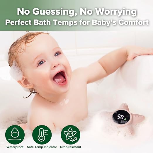 Haakaa Silicone Baby Bath Thermometer – Water Temperature Thermometer for Baby Safety, Floating Infant Bath tub Temp Thermometer for Newborns & Toddlers - Starfish
