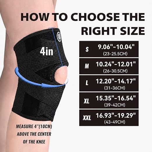 Knee Brace with Side Stabilizers for Knee Pain, Adjustable Knee Support for Meniscus Tear ACL MCL Arthritis Injury Recovery, Breathable Knee Wrap for Men & Women, Workout, Sports (Black, Large)
