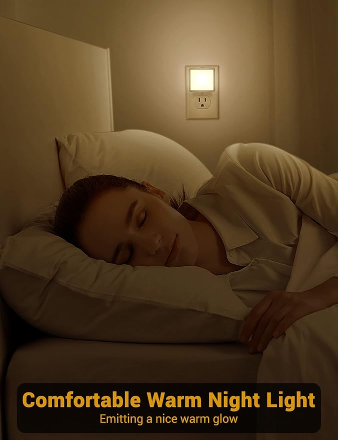 JandCase Night Light, 4 Pack Night Lights Plug into Wall, Auto Light Sensor | 3000K Warm White Nightlight Plug in, LED Night Lights for Kids Adults Bathroom Hallway Kitchen
