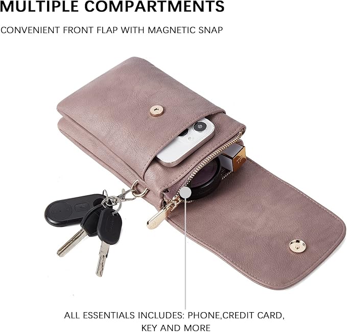 BOSTANTEN Small Crossbody Bag for Women Designer Cell Phone Purse | Vegan Leather, Multiple Pockets, Card Slots, Compact Size for Phone, Cards and Keys, Daily Travel Shopping Use