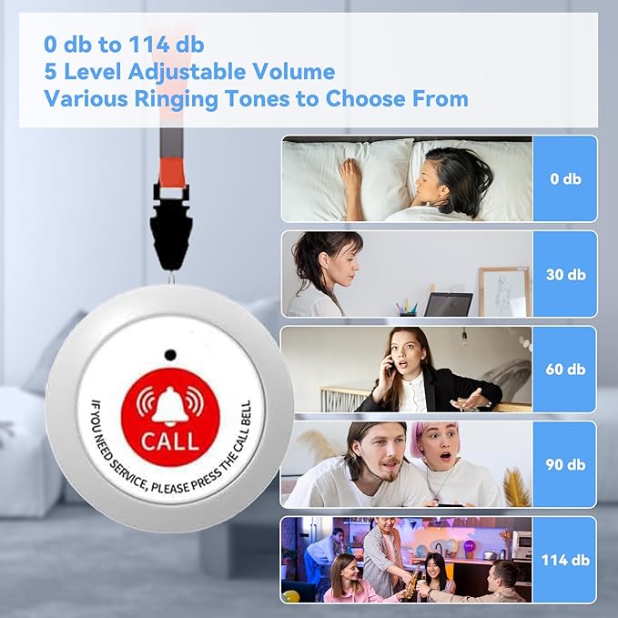 Nurse Call System,Wireless Caregiver Pager Calling System,1000ft, 1 Alert Emergency Call Button for Medical Clinic Nurses Station Home Hospital Assisted Living