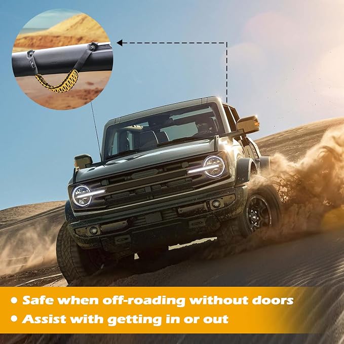 SEVEN SPARTA 4pack Roll Bar Grab Handles for Ford Bronco 2021-2026 2/4 Door | No Drill Install, Color-Matched Paracord Handles, Uses Factory Bolts, Sturdy & Comfortable Grip for 2021-2026 Bronco 2/4 Door