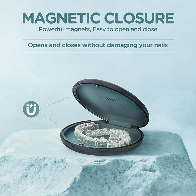 2 Pack Retainer Case Ultra-slim Aligner Case with Vent Holes Removable Inner Tray Silicone for Easy Cleaning (2Pack Blue Green)